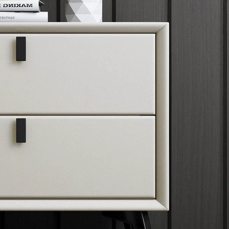 Mesita de noche de madera maciza Mesita de noche moderna con cajones Beis Clearhalo