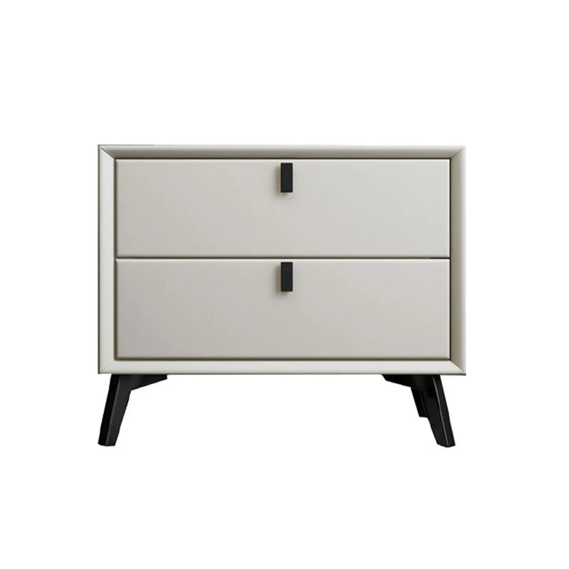 Mesita de noche de madera maciza Mesita de noche moderna con cajones Beis Clearhalo