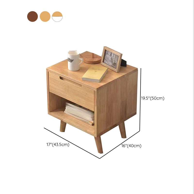 Mesita de noche de madera maciza Mesita de noche contemporánea con patas Marron Clearhalo