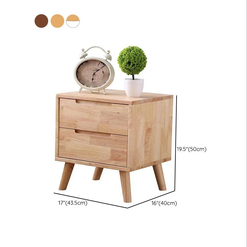 Mesita de noche de madera maciza Mesita de noche contemporánea con patas Marron Clearhalo