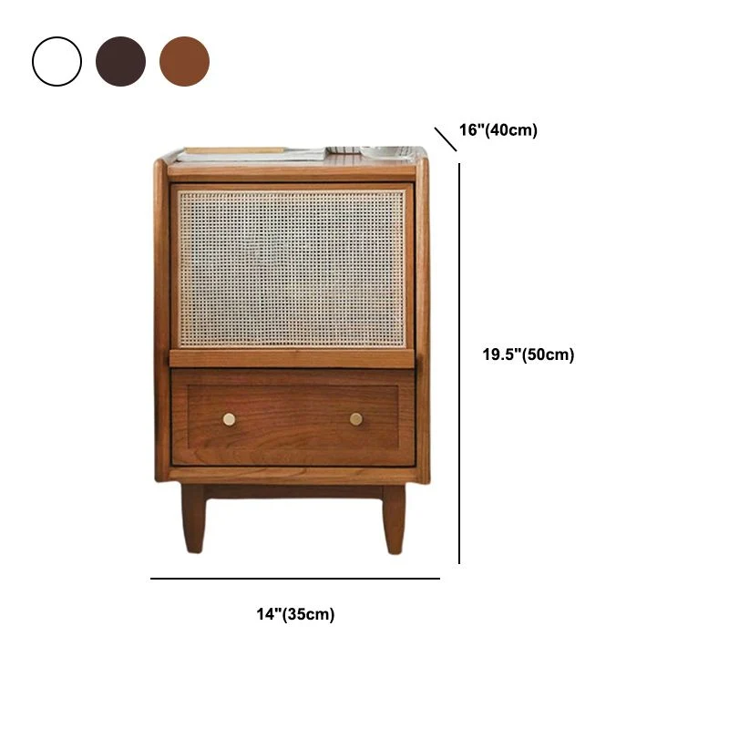 Mesita de noche de madera maciza, mesita de noche contemporánea con almacenamiento Naturales Clearhalo