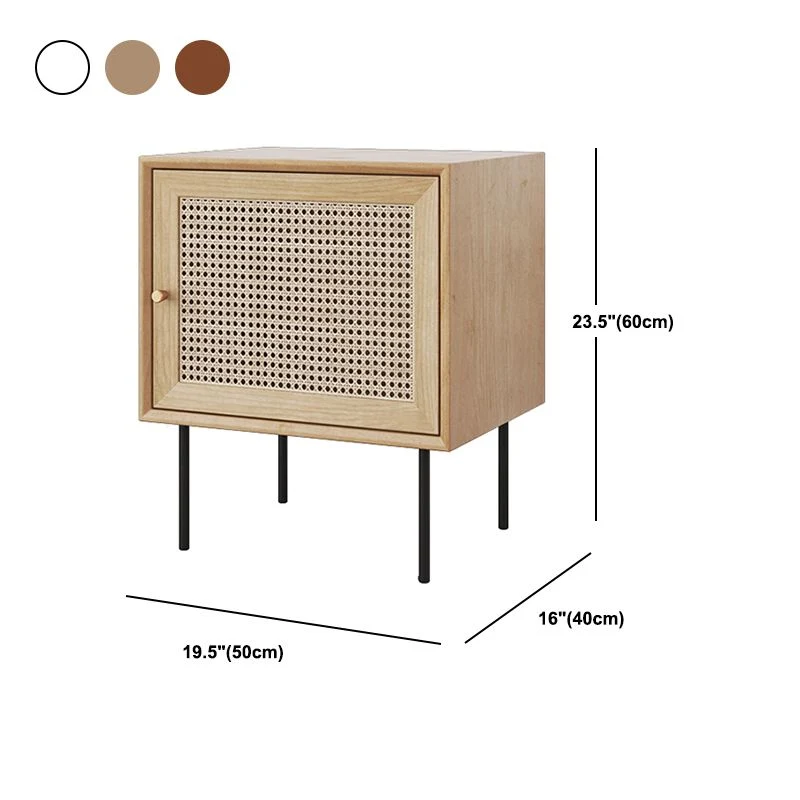 Mesita de noche de madera maciza, mesita de noche contemporánea con almacenamiento Naturales Clearhalo