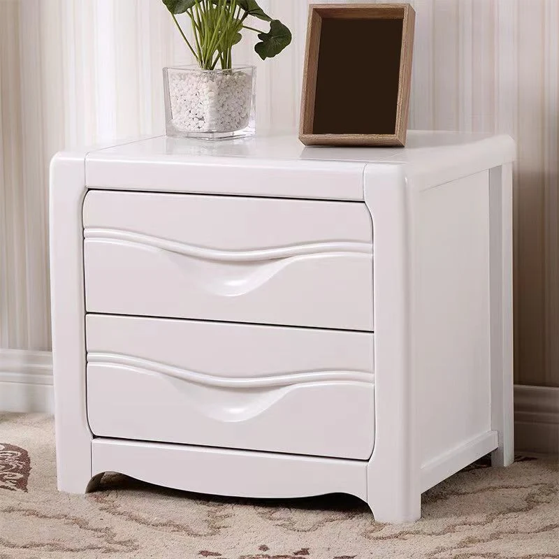 Mesita de noche de madera maciza, mesita de noche moderna con 2 cajones para sala de estar Rojo Clearhalo