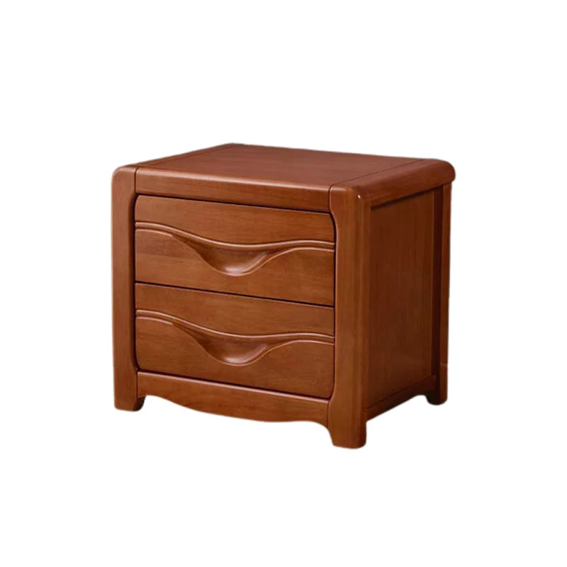 Mesita de noche de madera maciza, mesita de noche moderna con 2 cajones para sala de estar Rojo Clearhalo