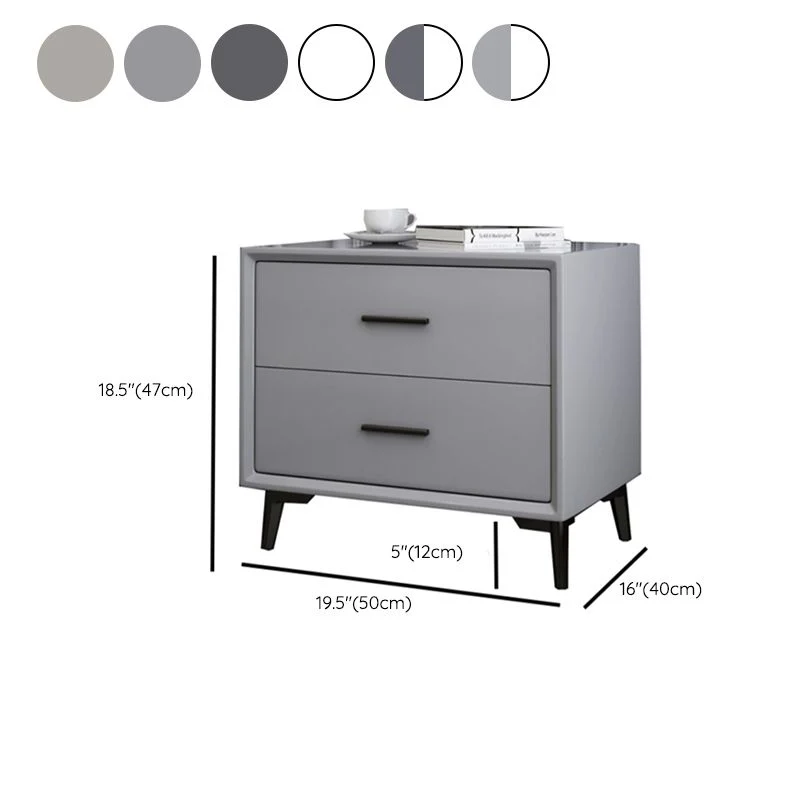 Mesita de noche de madera Mesita de noche contemporánea con 2 cajones Gris Clearhalo