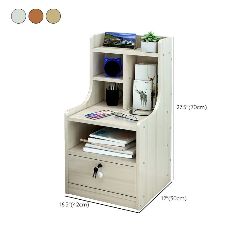 Mesita de noche de madera Mesita de noche minimalista de estilo moderno con cajones Blanco Clearhalo