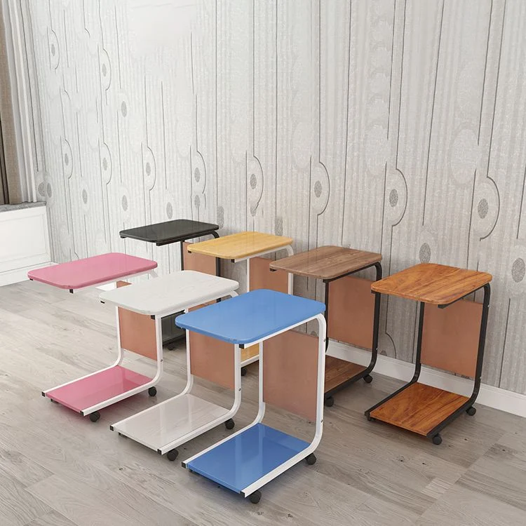 Mesita de noche de madera y metal Mesita de noche abierta minimalista moderna con ruedas Marron Clearhalo