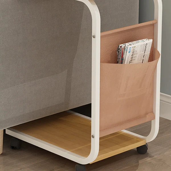 Mesita de noche de madera y metal Mesita de noche abierta minimalista moderna con ruedas Marron Clearhalo