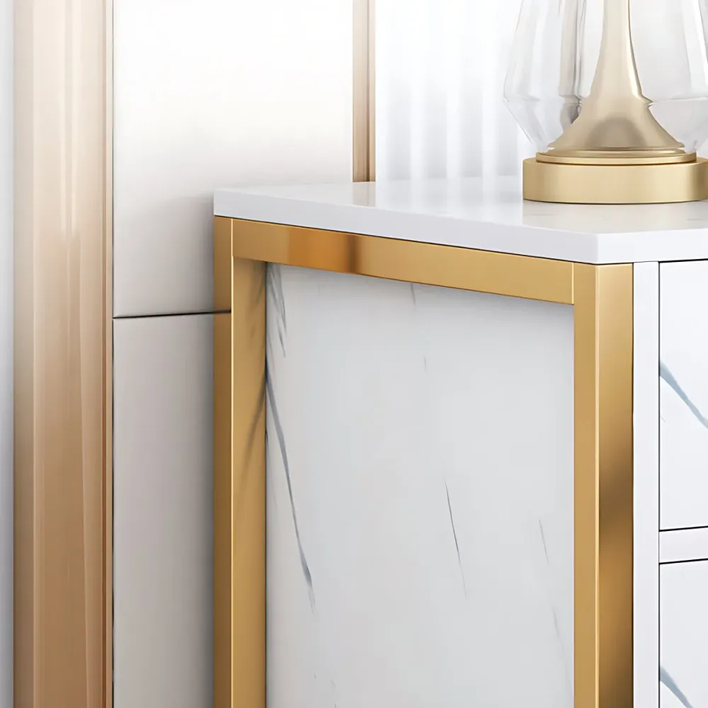 Mesita de noche de madera y metal Mesita de noche minimalista moderna con cajones Negro Clearhalo