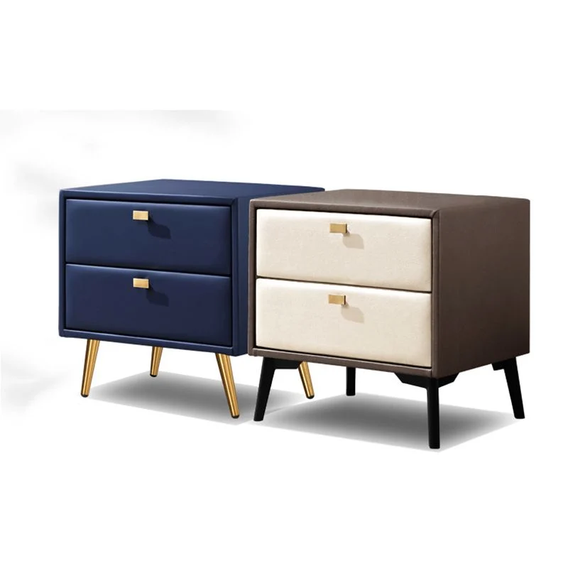 Mesita de noche de madera moderna de 18,5"/19,6" de alto con 2 cajones Blanco Clearhalo