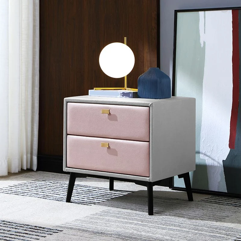 Mesita de noche de madera moderna de 18,5"/19,6" de alto con 2 cajones Blanco Clearhalo