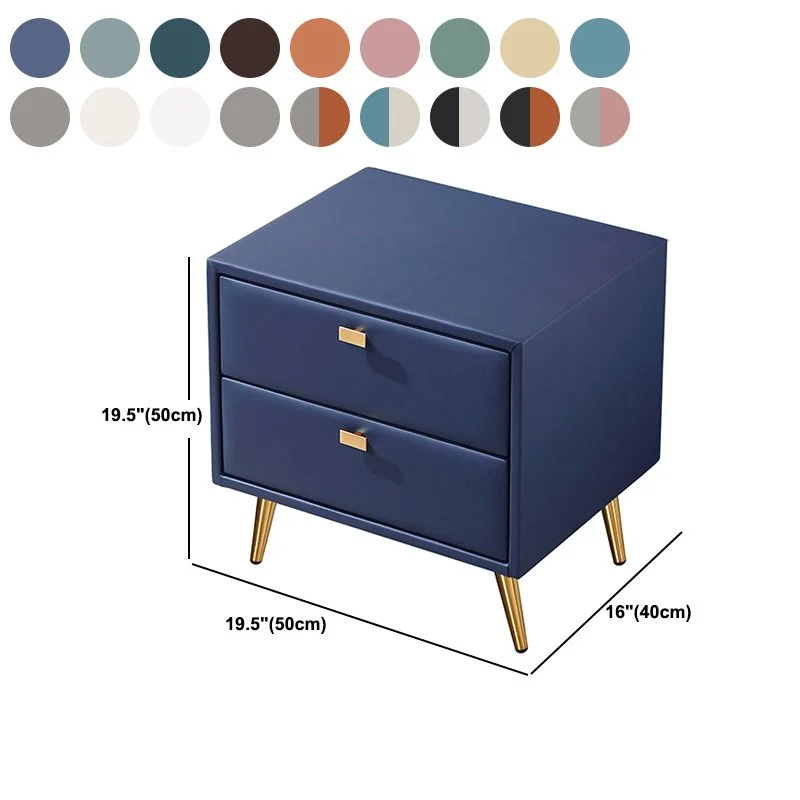 Mesita de noche de madera moderna de 18,5"/19,6" de alto con 2 cajones Blanco Clearhalo
