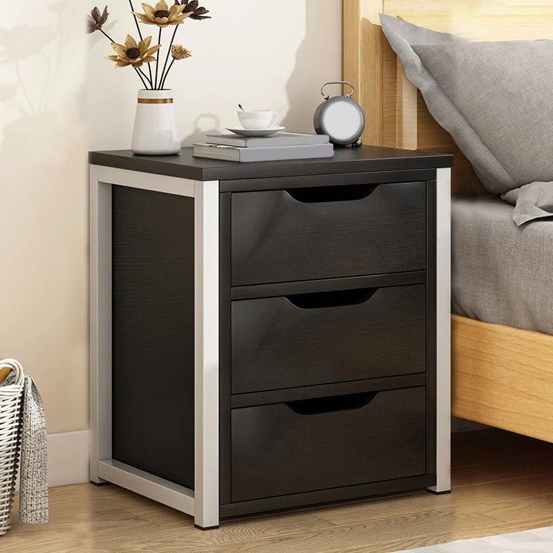 Mesita de noche de madera moderna de 19,6" de altura con marco de metal y cajón Blanco Clearhalo