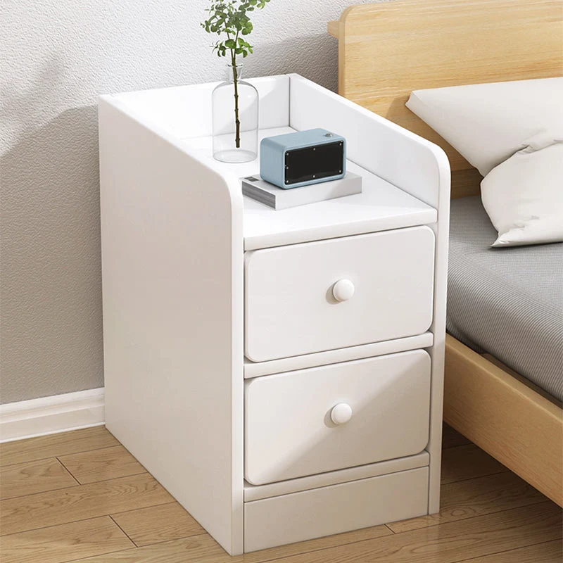 Mesita de noche de madera moderna, estante inferior, mesita de noche con cajón para dormitorio Clearhalo