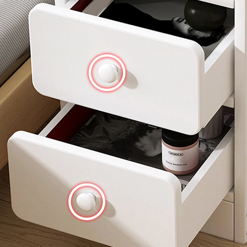 Mesita de noche de madera moderna, estante inferior, mesita de noche con cajón para dormitorio Clearhalo