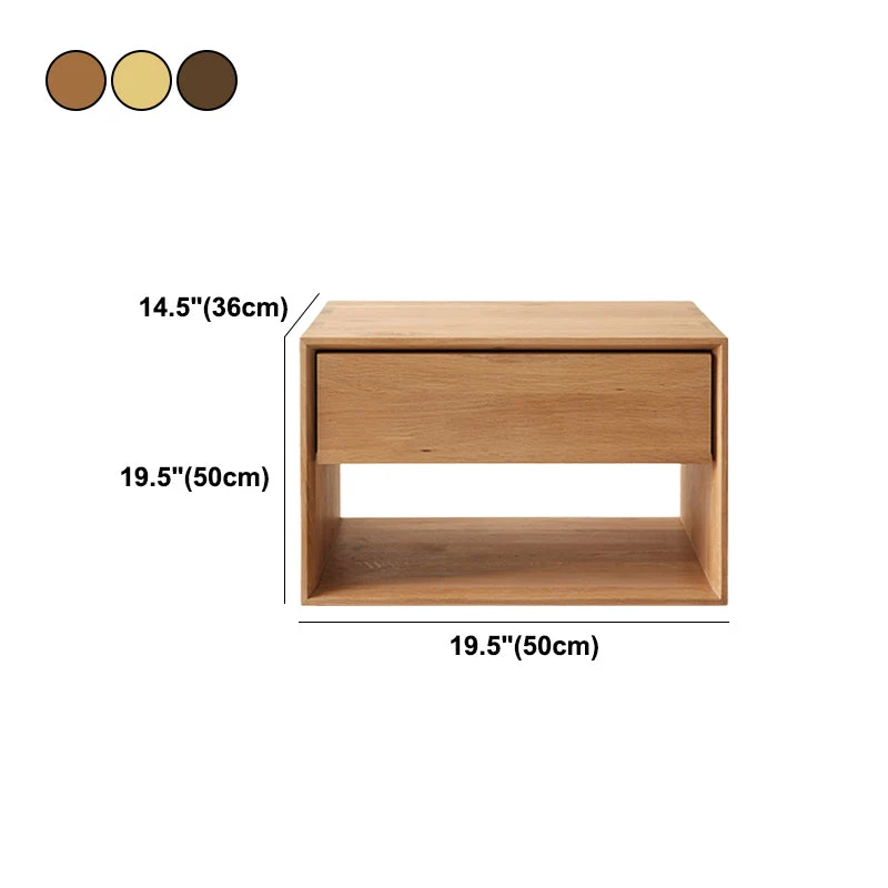 Mesita de noche de madera perlada, 1 cajón, mesita de noche abierta contemporánea con almacenamiento Nuez Clearhalo