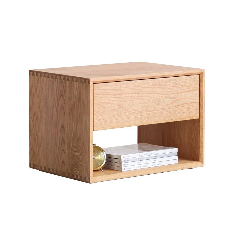 Mesita de noche de madera perlada, 1 cajón, mesita de noche abierta contemporánea con almacenamiento Nuez Clearhalo