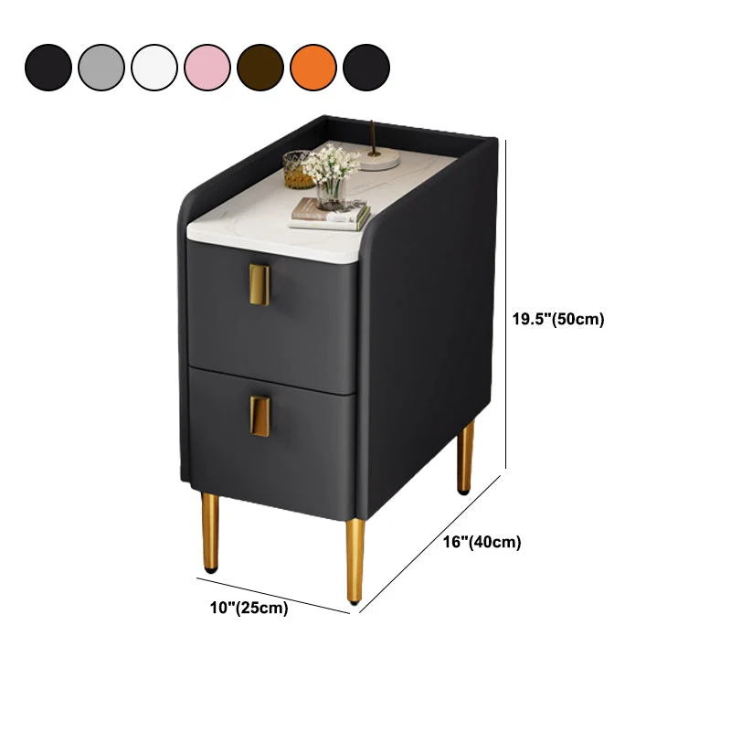 Mesita de noche de madera sintética con patas incluidas, mesa decorativa, mesita de noche con 2 cajones Rosa Clearhalo