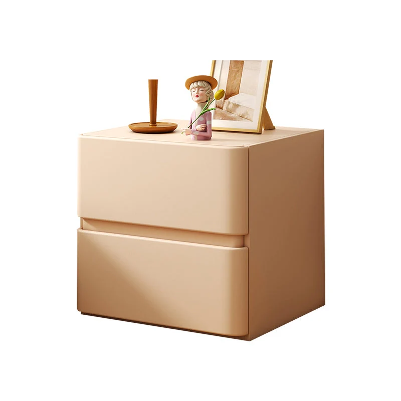 Mesita de noche de madera sintética, mesita de noche contemporánea con 2 cajones Blanco Clearhalo