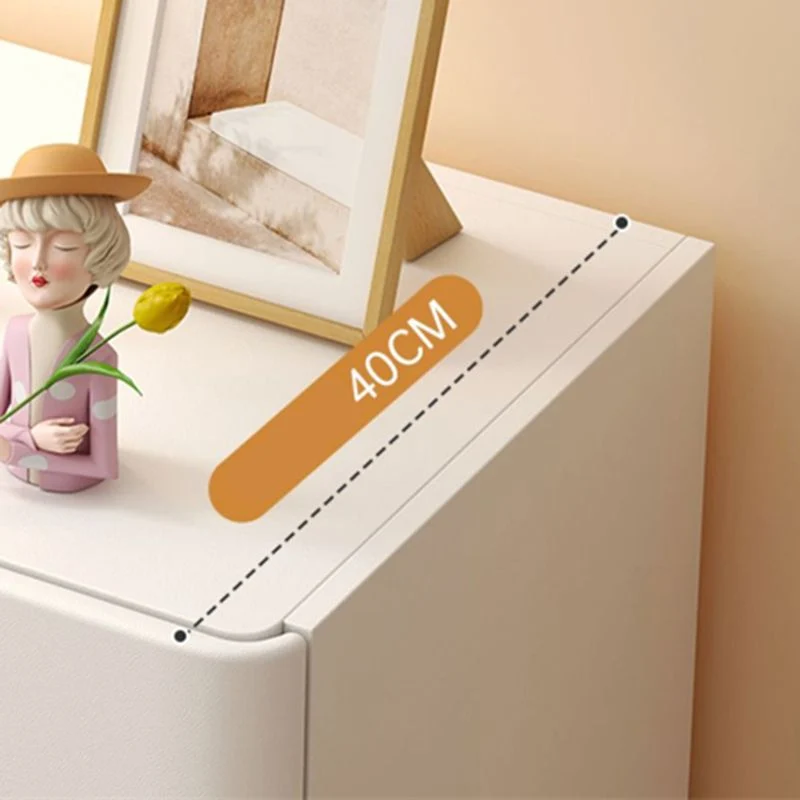 Mesita de noche de madera sintética, mesita de noche contemporánea con 2 cajones Blanco Clearhalo