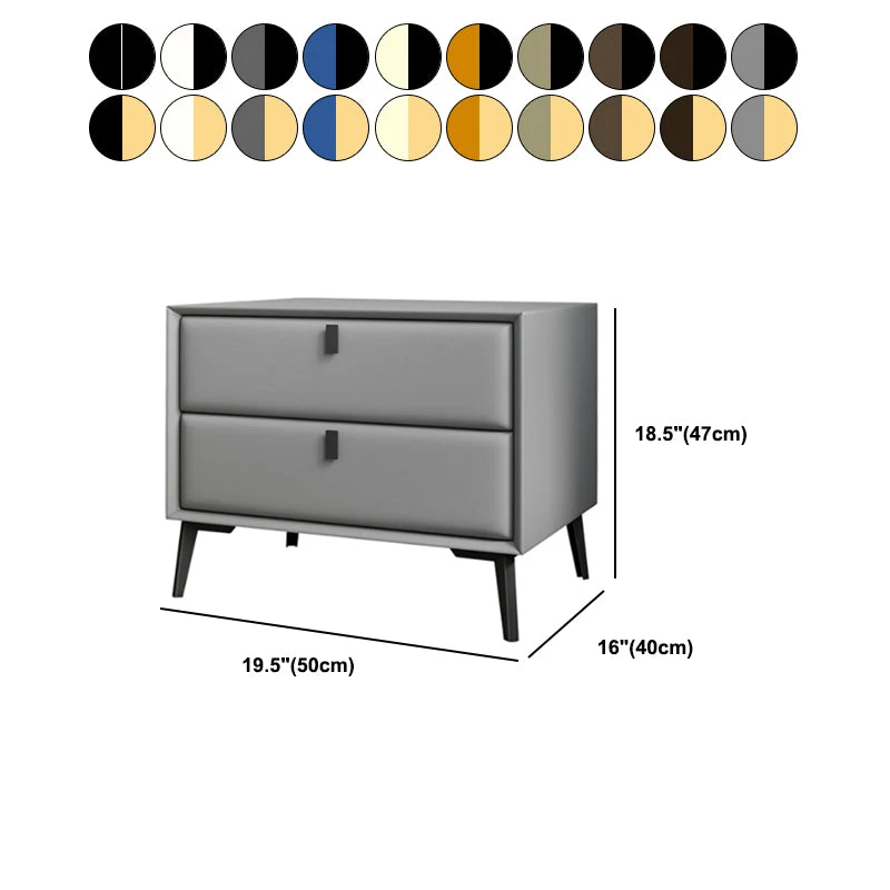 Mesita de noche o mesa auxiliar de madera, mesa de noche de 18,5" de alto con 4 patas y 2 cajones Clearhalo