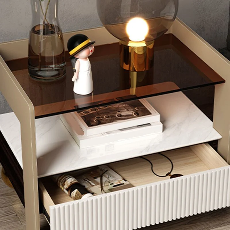 Mesita de noche o mesa auxiliar de madera, mesita de noche de 20" de alto con patas y cajón Albaricoque Clearhalo