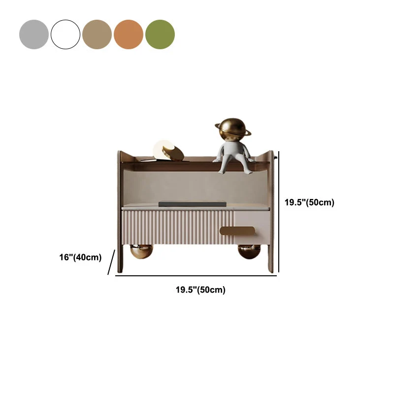 Mesita de noche o mesa auxiliar de madera, mesita de noche de 20" de alto con patas y cajón Albaricoque Clearhalo