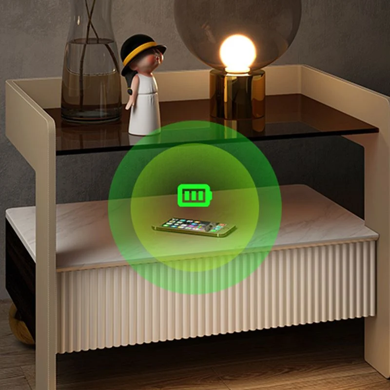 Mesita de noche o mesa auxiliar de madera, mesita de noche de 20" de alto con patas y cajón Albaricoque Clearhalo