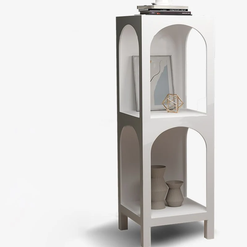 Mesita de noche de metal con almacenamiento abierto, mesa decorativa para dormitorio Blanco Clearhalo