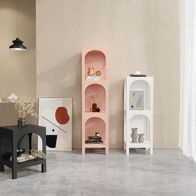 Mesita de noche de metal con almacenamiento abierto, mesa decorativa para dormitorio Blanco Clearhalo