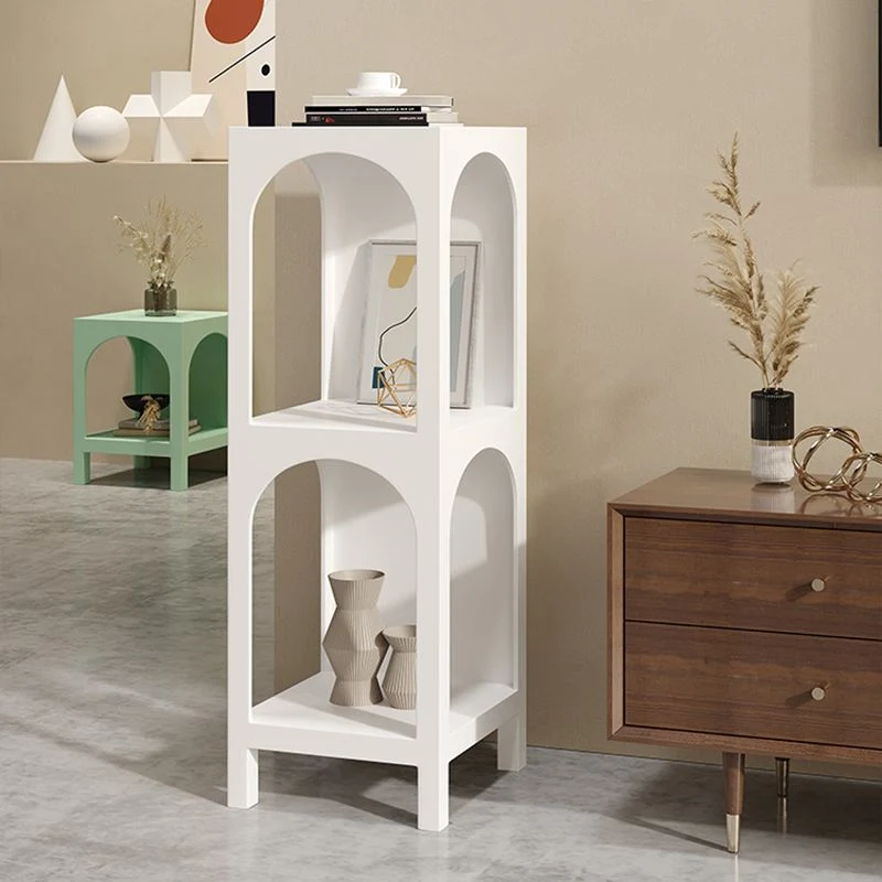 Mesita de noche de metal con almacenamiento abierto, mesa decorativa para dormitorio Blanco Clearhalo