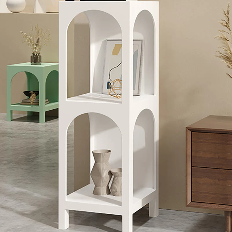 Mesita de noche de metal con almacenamiento abierto, mesa decorativa para dormitorio Blanco Clearhalo