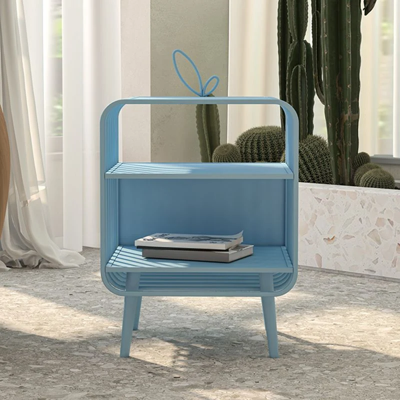 Mesita de noche de metal con 2 estantes, mesa de noche contemporánea con almacenamiento abierto, 24,8" de alto Blanco Clea...