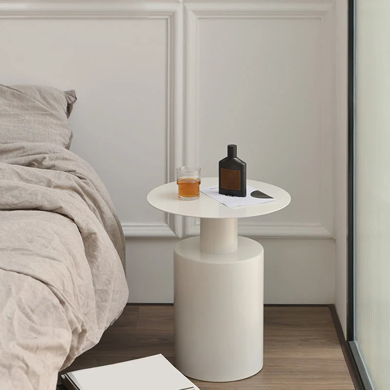 Mesita de noche de metal moderna, estante inferior, mesita de noche para dormitorio Blanco Clearhalo