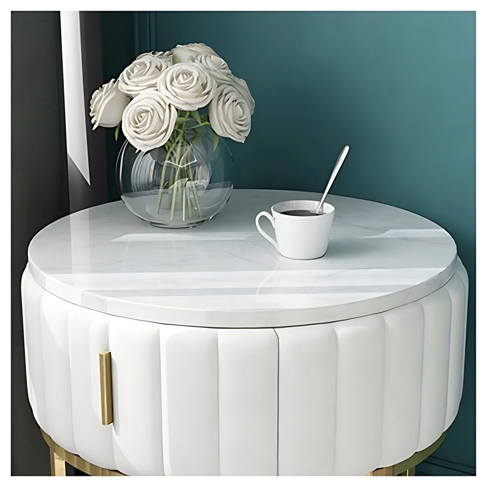 Mesita de noche de metal y pizarra Mesita de noche minimalista moderna con cajón Gris Clearhalo