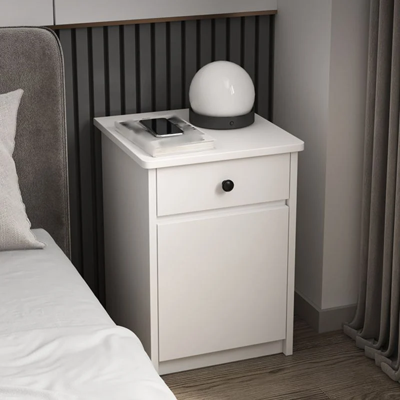 Mesita de noche moderna de 22" de alto, mesita de noche de imitación de madera, 1 puerta y 1 cajón Gris Clearhalo