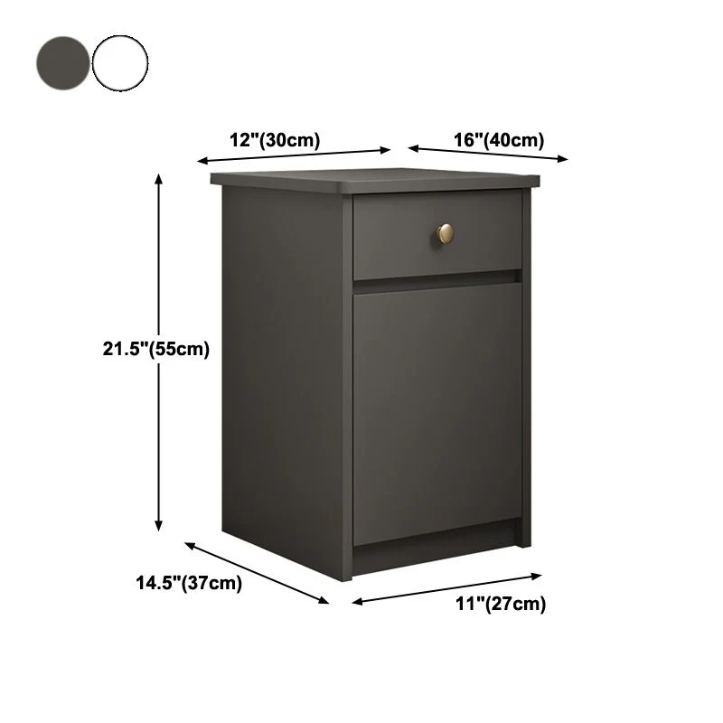 Mesita de noche moderna de 22" de alto, mesita de noche de imitación de madera, 1 puerta y 1 cajón Gris Clearhalo
