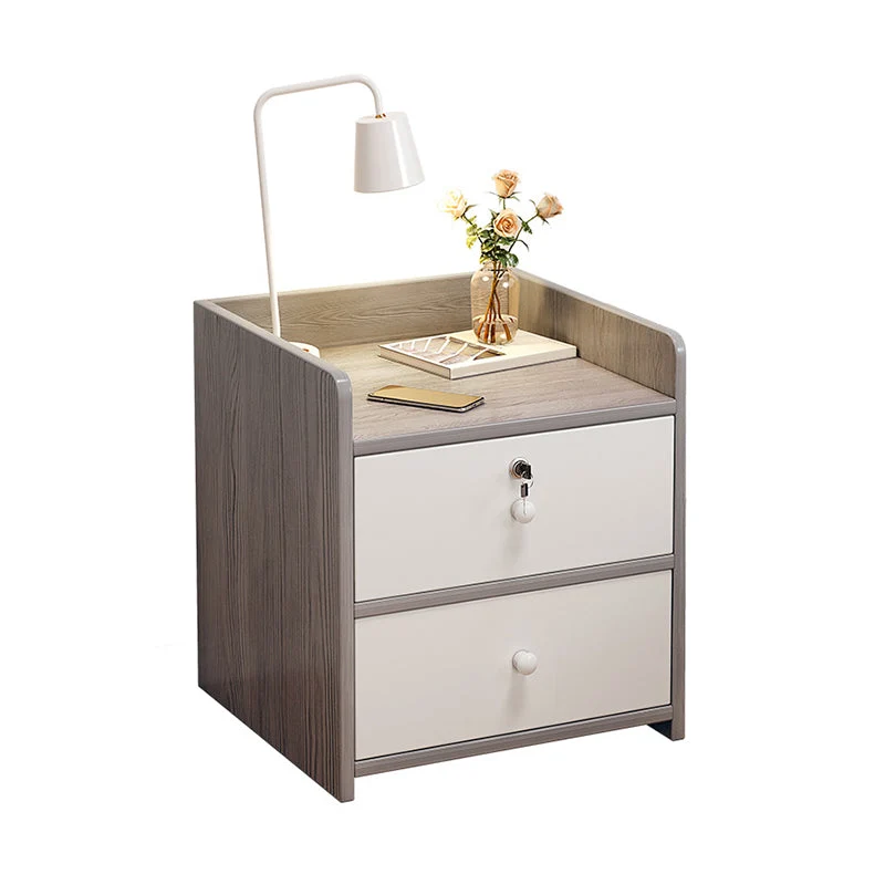 Mesita de noche moderna con acabado antiguo y almacenamiento abierto Amarillo Clearhalo