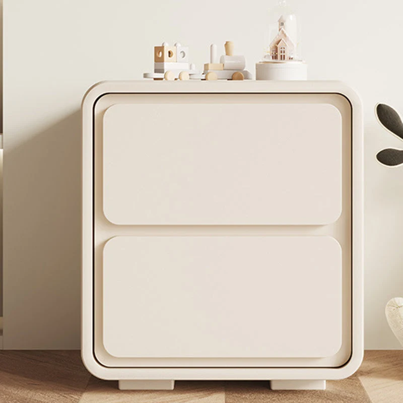 Mesita de noche moderna con acabado antiguo y 2 cajones Blanco Clearhalo