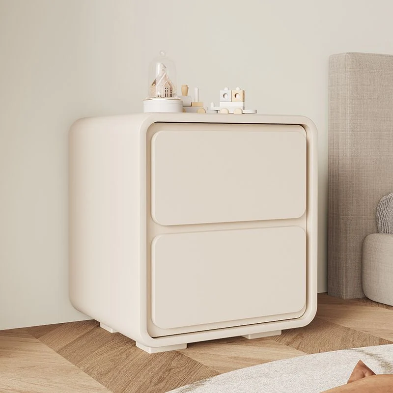 Mesita de noche moderna con acabado antiguo y 2 cajones Blanco Clearhalo