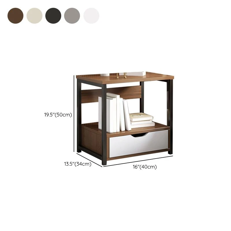 Mesita de noche moderna con acabado antiguo, mesa decorativa con cajón y almacenamiento Naturales Clearhalo