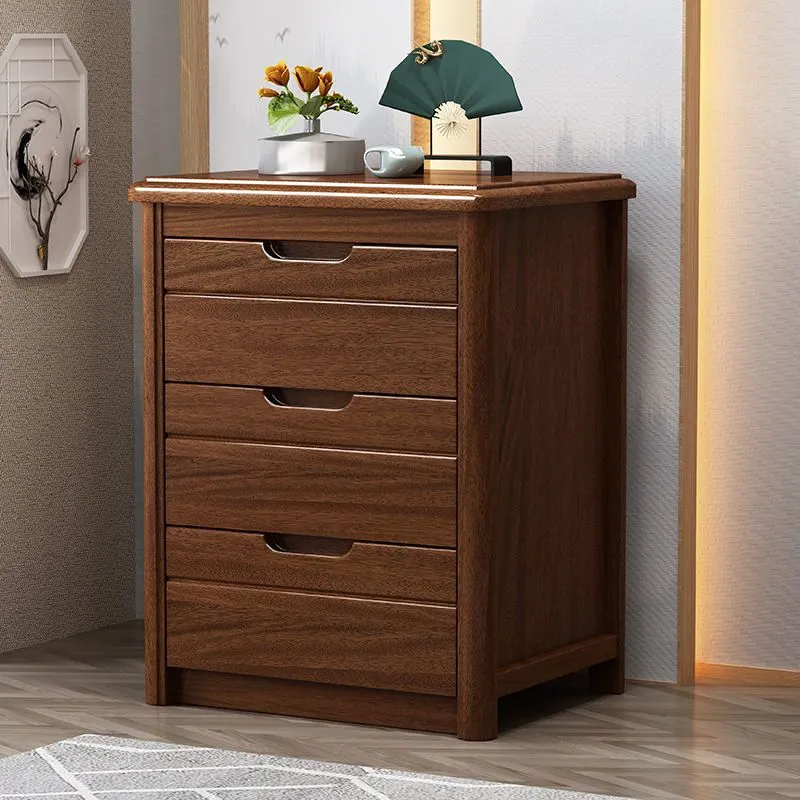 Mesita de noche moderna con acabado antiguo y mesa decorativa con cajones Naturales Clearhalo