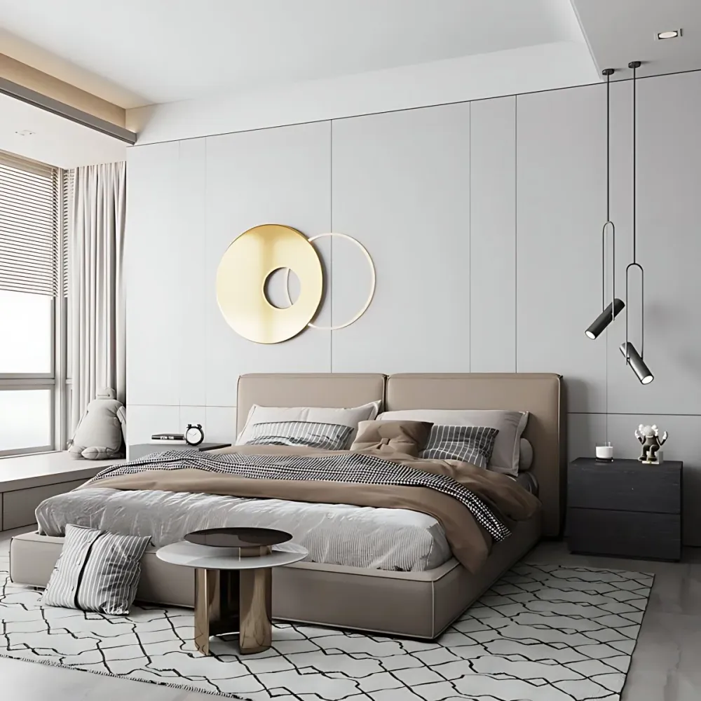 Mesita de noche moderna con acento, cajones, cama de almacenamiento, mesita de noche para el hogar Negro Clearhalo