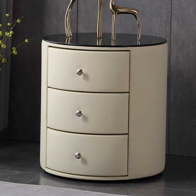 Mesita de noche moderna con acento de piedra, cajón, almacenamiento, mesita de noche para dormitorio Blanco Clearhalo