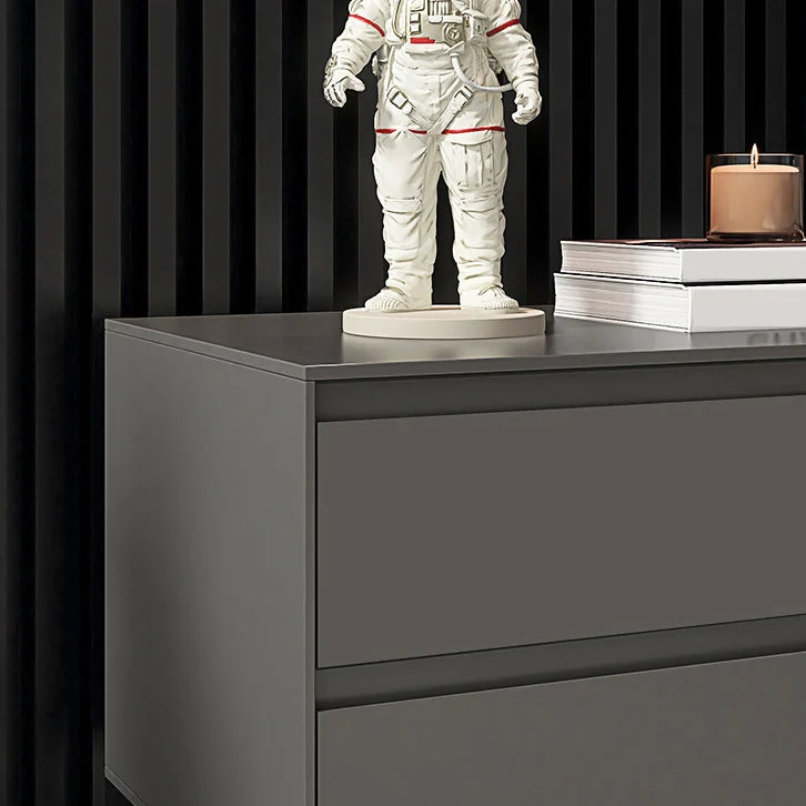Mesita de noche moderna con almacenamiento en cajones, mesa de noche con acabado antiguo Gris Clearhalo
