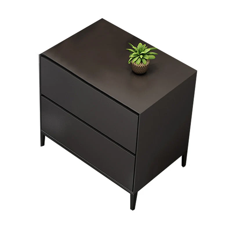 Mesita de noche moderna con almacenamiento en cajones, mesa de noche con acabado antiguo Gris Clearhalo