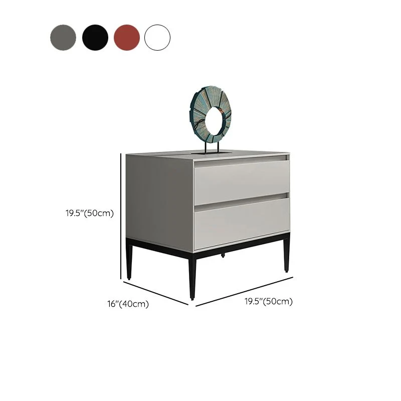 Mesita de noche moderna con almacenamiento en cajones, mesa de noche con acabado antiguo Gris Clearhalo