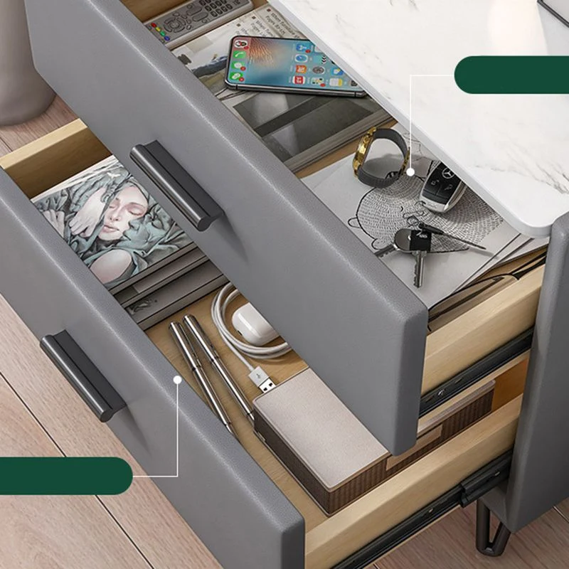 Mesita de noche moderna con cajón y almacenamiento, mesa decorativa, mesita de noche con acabado antiguo Clearhalo