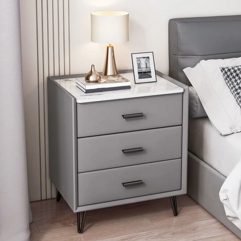 Mesita de noche moderna con cajón y almacenamiento, mesa decorativa, mesita de noche con acabado antiguo Clearhalo