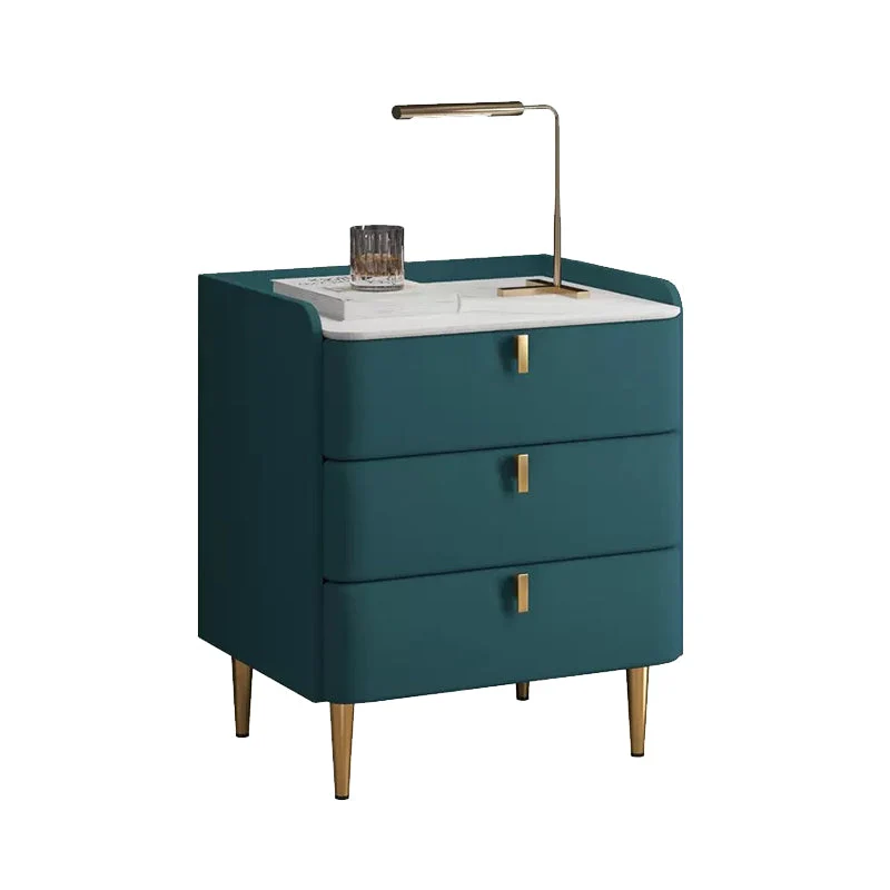 Mesita de noche moderna con cajón de piedra, mesita de noche con almacenamiento para dormitorio Gris Clearhalo